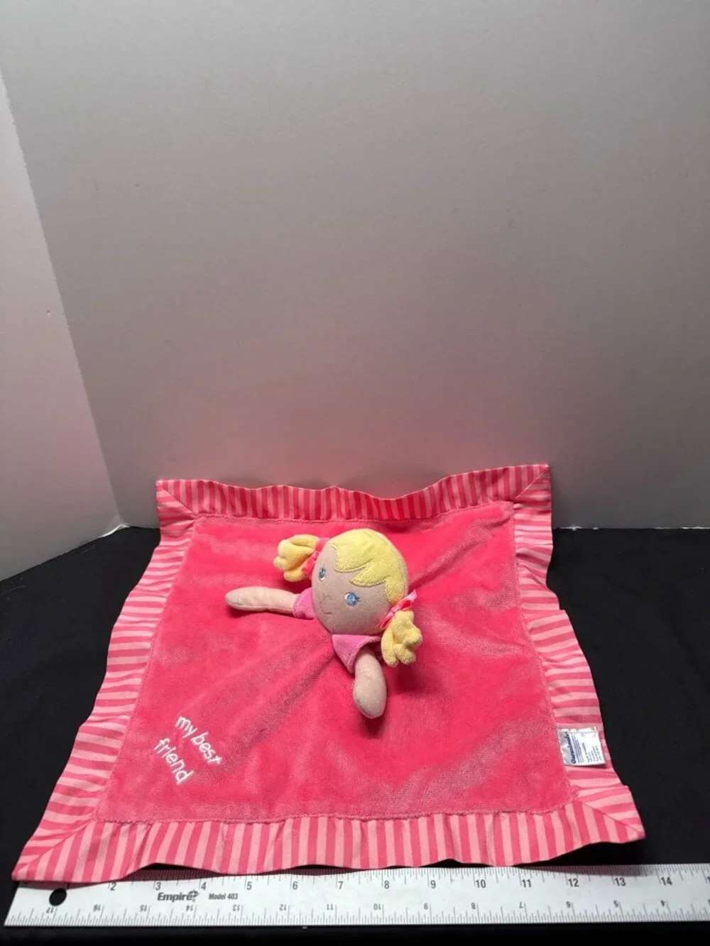 Garanimals Baby Security Blanket Doll Pink Striped Trim 